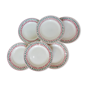 6 vintage flat plates from Céranord St Amand