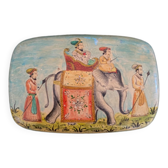 Boîte indienne papier mâché années 80.