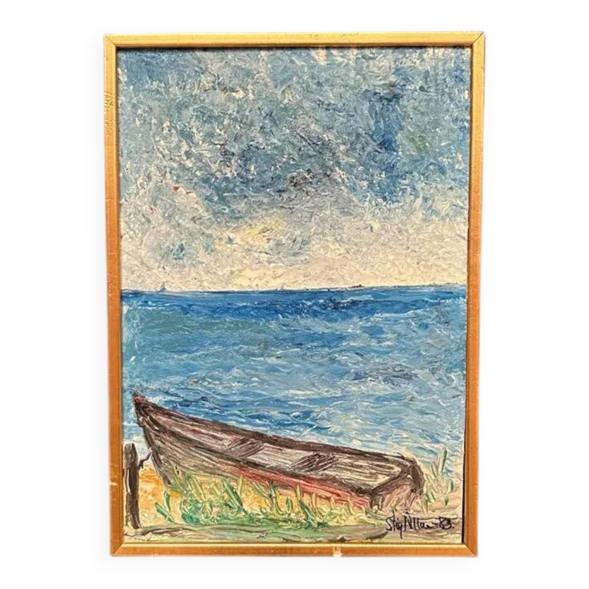 Original Oil on Swedish Panel - "Red Oak at Råå" by Stig Allan - Signed - Dated 1983 - Framed - 53 × 38 cm (20.9" × 15")