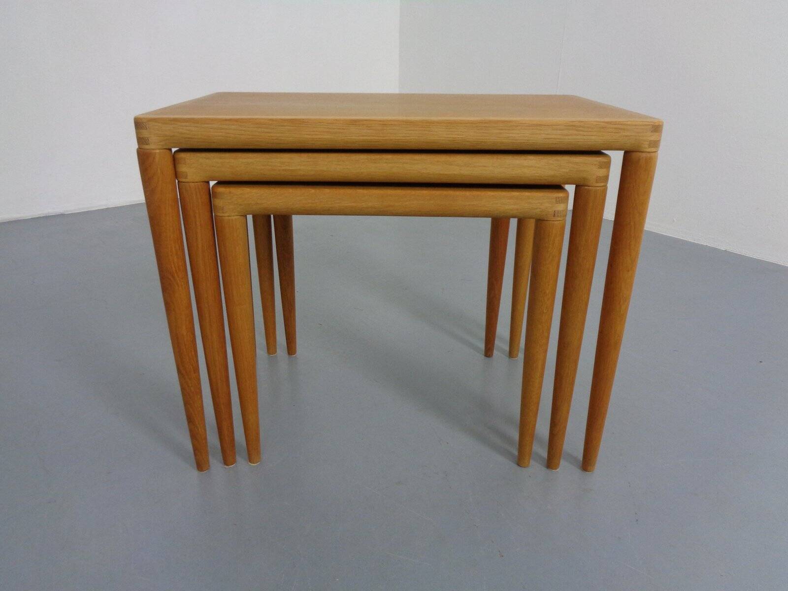 Danish Oak Nesting Tables by H.W. Klein for Bramin, 1960s, Set of 3