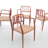 Suite of 4 Scandinavian teak armchairs model 66