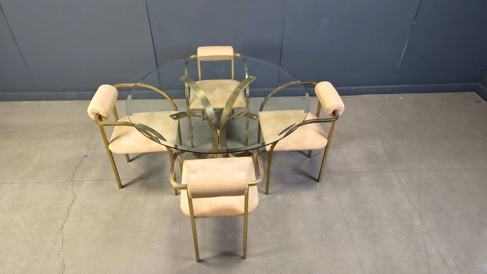 Vintage brass dining set by Belgochrom, 1970s