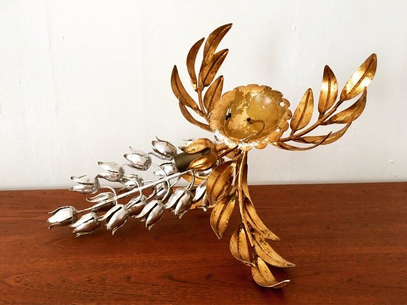Iitalian Hollywood Regency gilded metal wall lamp by Hans Kögl