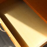 Oak desk, splayed legs, drawers, 1960.