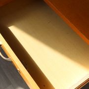 Oak desk, splayed legs, drawers, 1960.