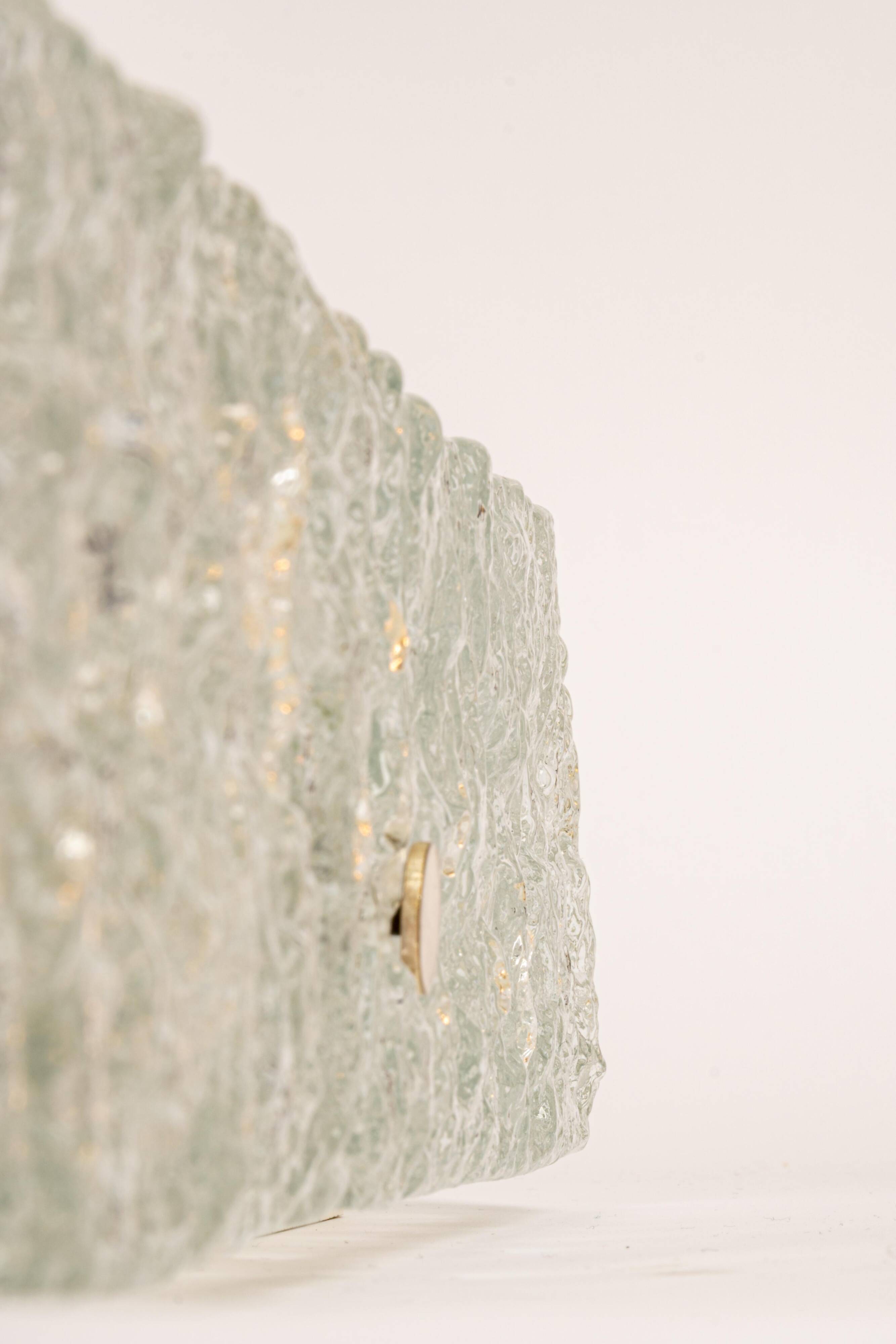 Square glass ice Murano ceiling light, Kaiser, Germany, 1970s