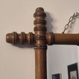 Antique turned wooden mirror in bamboo style, late 19th century A116