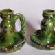 Duo of vintage potter's ceramic candle holders Regional Folk Art