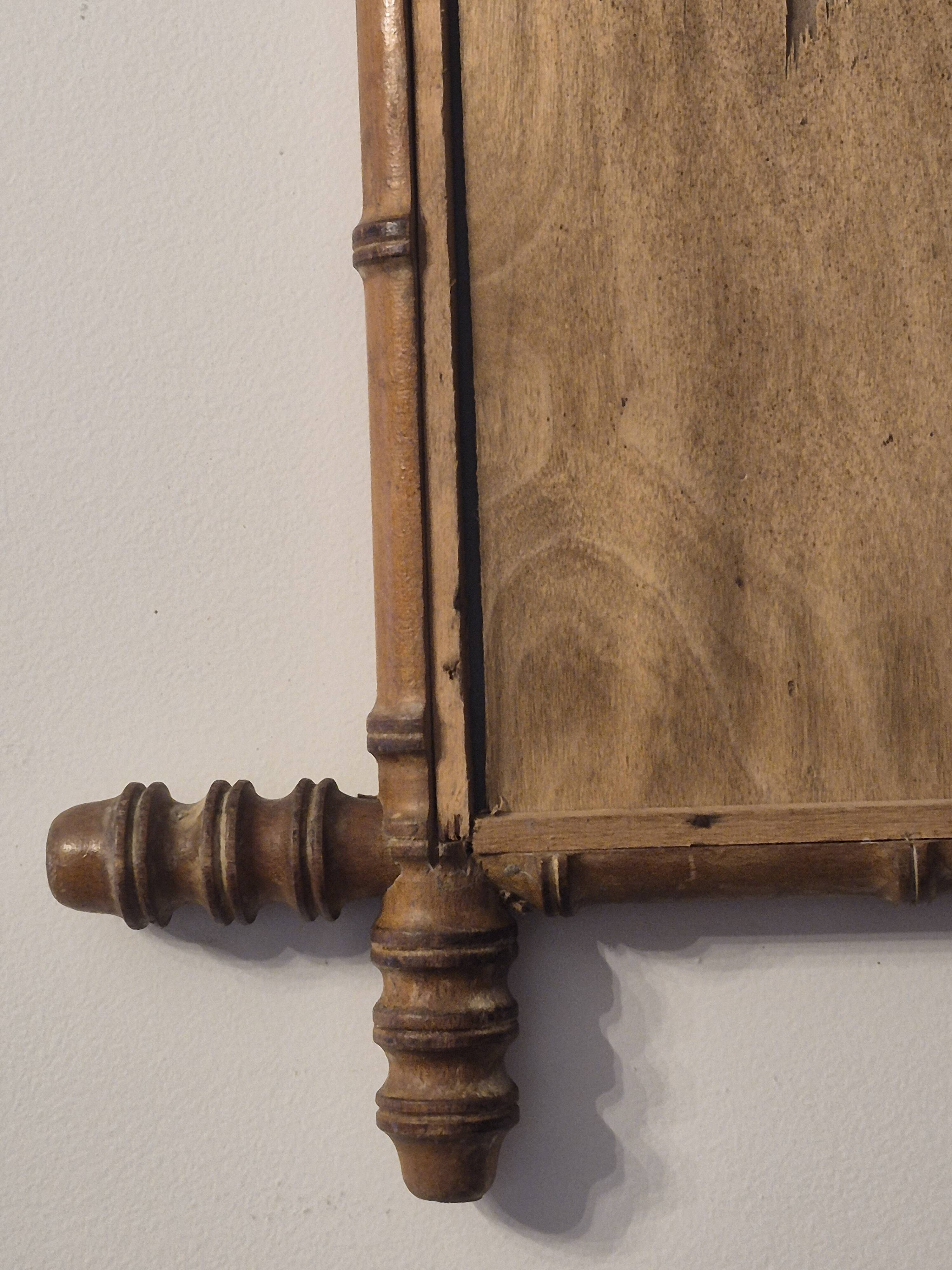 Antique turned wooden mirror in bamboo style, late 19th century A116