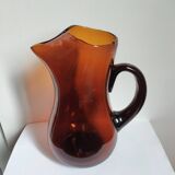Vintage amber blown glass pitcher – Biot style – 1960s/70s