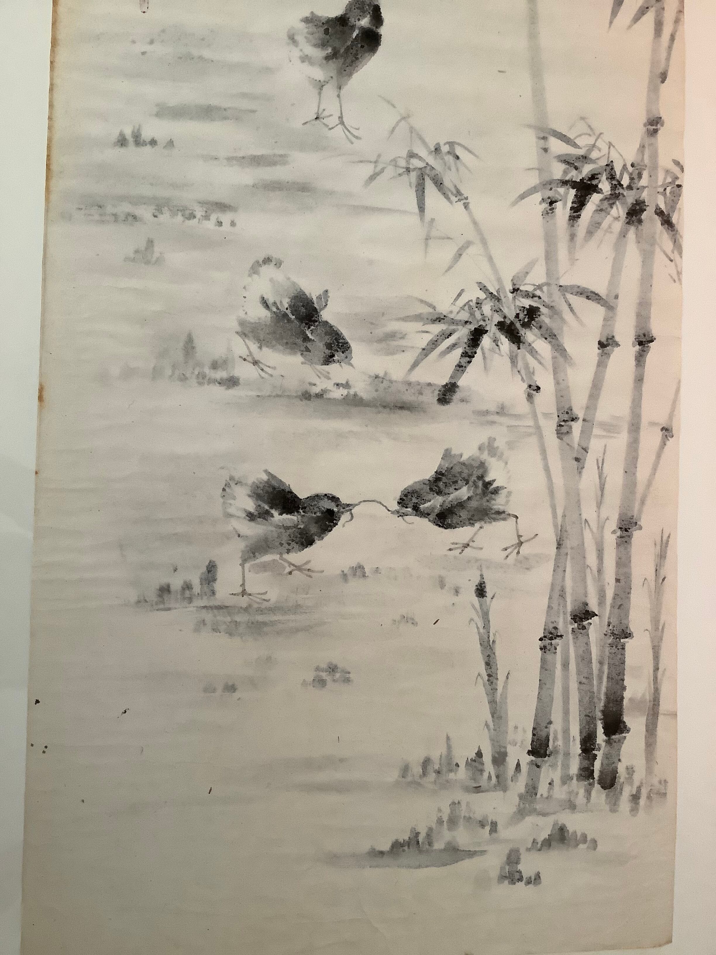 Painting made in Indian ink with a brush / Vintage 1979 brought back from China