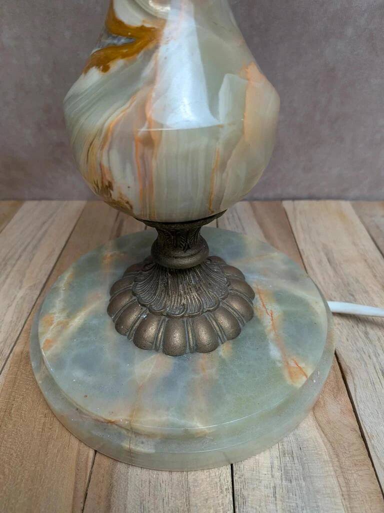 Vintage lamp base in onyx and brass
