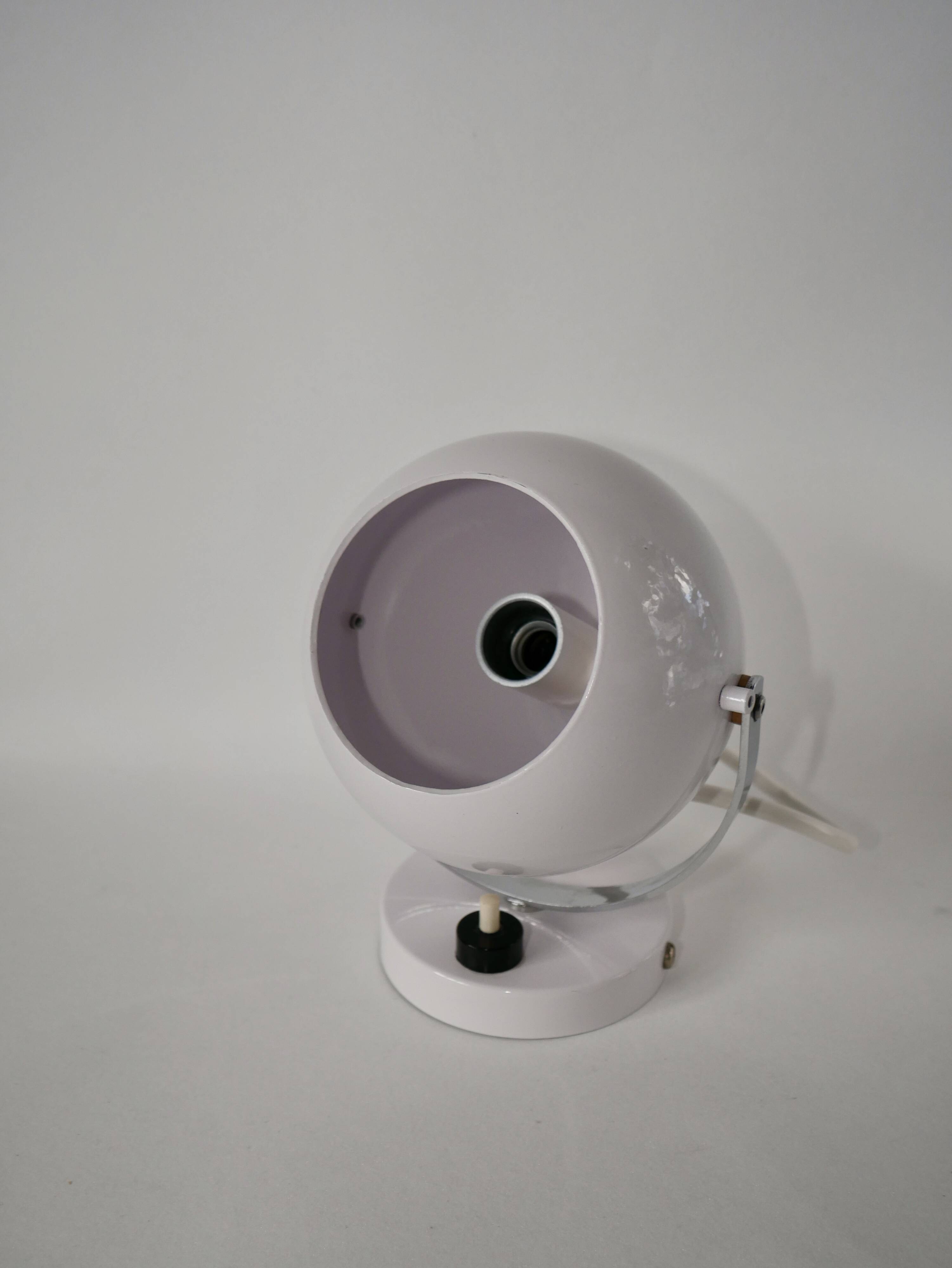 Eyeball space age white wall light from the 70s