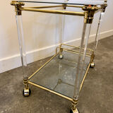 Hollywood Regency Lucite and Brass Bar Cart, 1980s