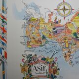 Illustrated map of Asia of Jacques Liozu world map