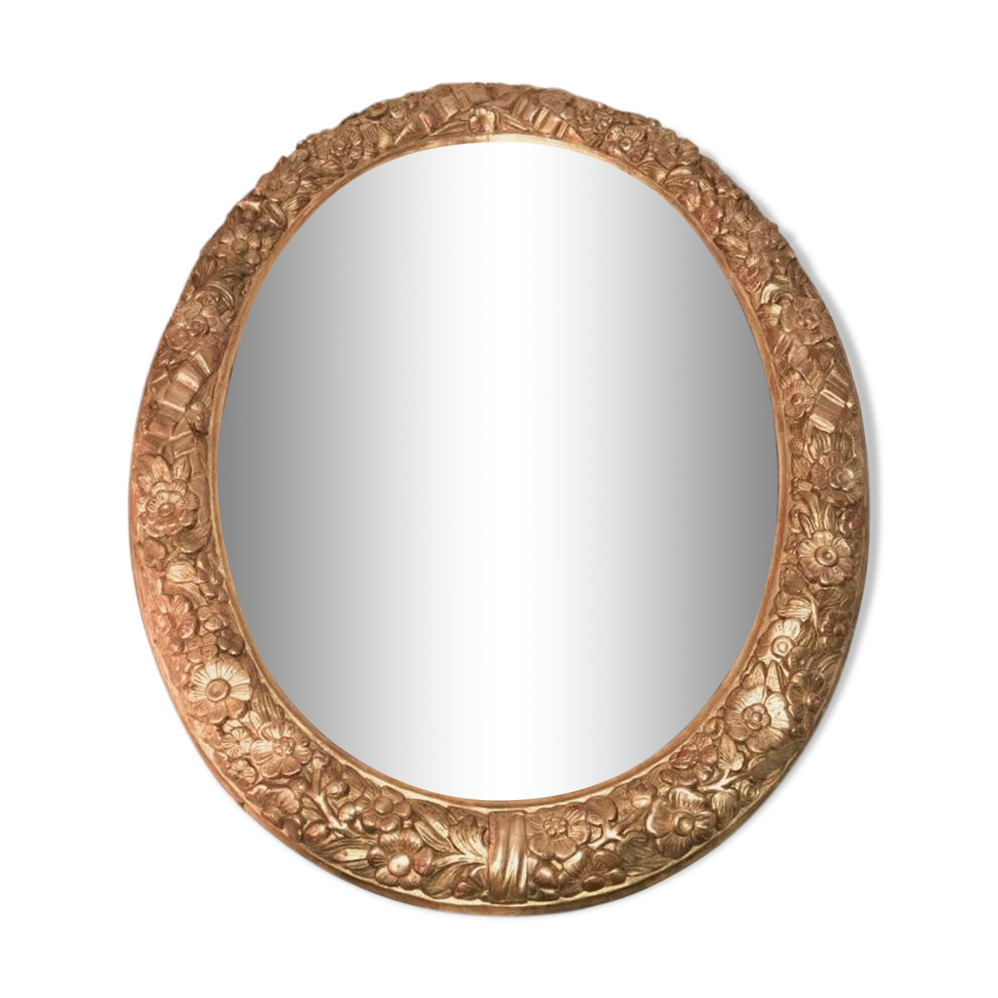 Oval mirror in gilded wood 125 cms French 18th century work