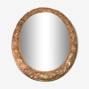 Oval mirror in gilded wood 125 cms French 18th century work