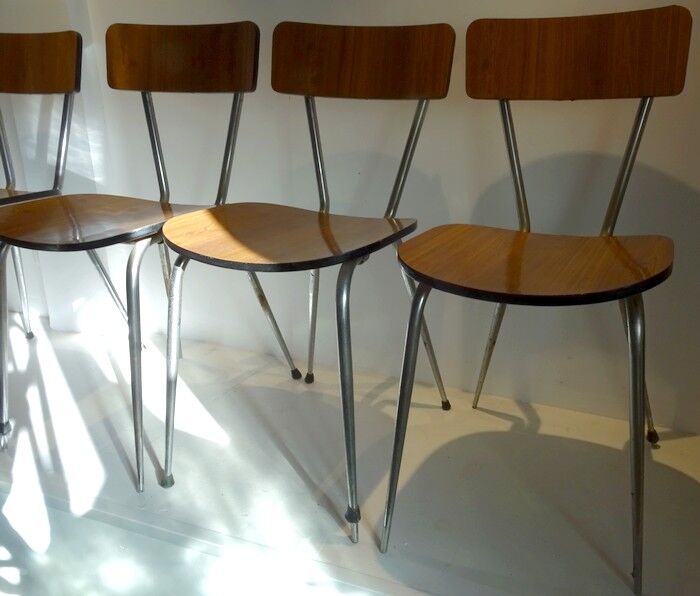 Lot de 4 chaise formica marron