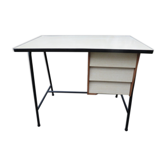 Modernist asymmetrical desk with 3-drawer boxes, France 1950