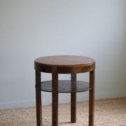 Table d'appoint ronde Art déco en hêtre et marbre, par un ébéniste danois, années 1940