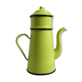 Cafetière ancienne émail jaune poussin