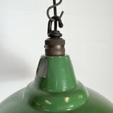 Industrial British Green Enamel Factory Pendant Lamp from Maxlume, 1960s