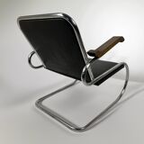 Pair of 1930s - 40s Bauhaus Cantilever Armchairs – Tubular Steel, Wooden Arms