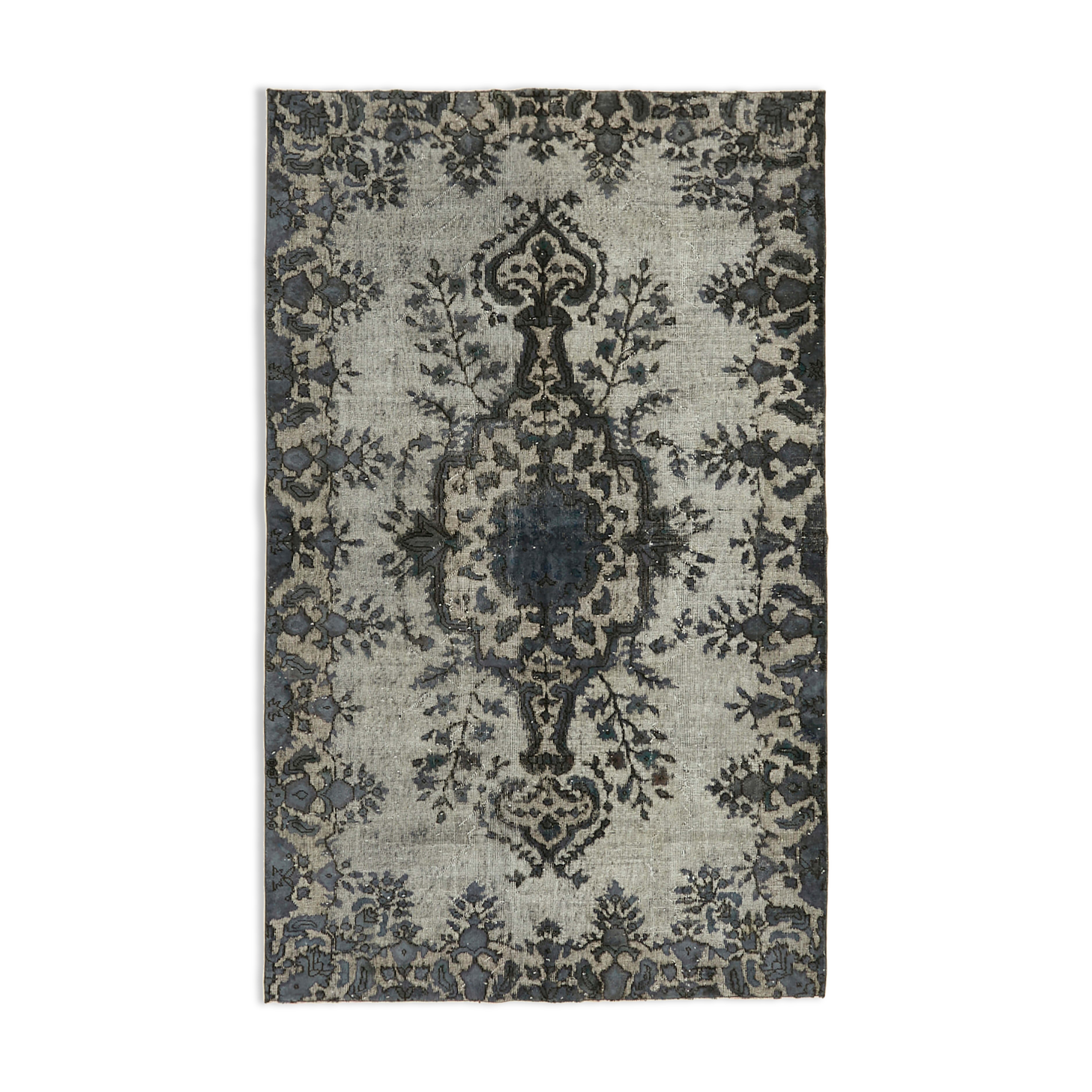 Tapis fait à la main distressed anatolian 1980s 166 cm x 261 cm tapis gris
