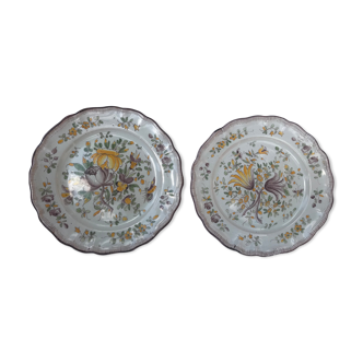 Pair of plates in Angoulême earthenware dated and signed nineteenth century