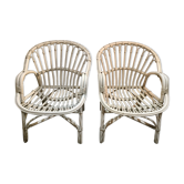 Paire de fauteuils en rotin vintage.
