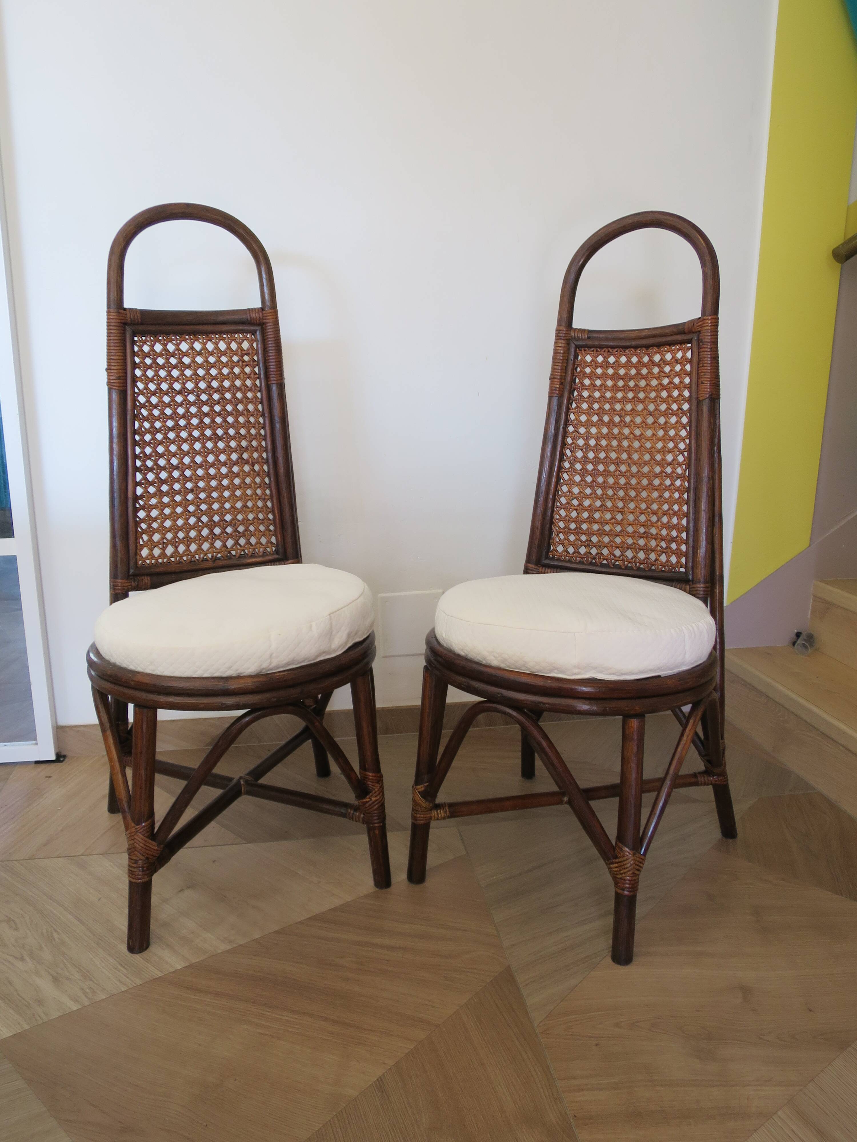 RARE - Set of 2 rattan and cane chairs - 1950 - Dirk Van Sliedrecht style
