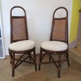 RARE - Set of 2 rattan and cane chairs - 1950 - Dirk Van Sliedrecht style