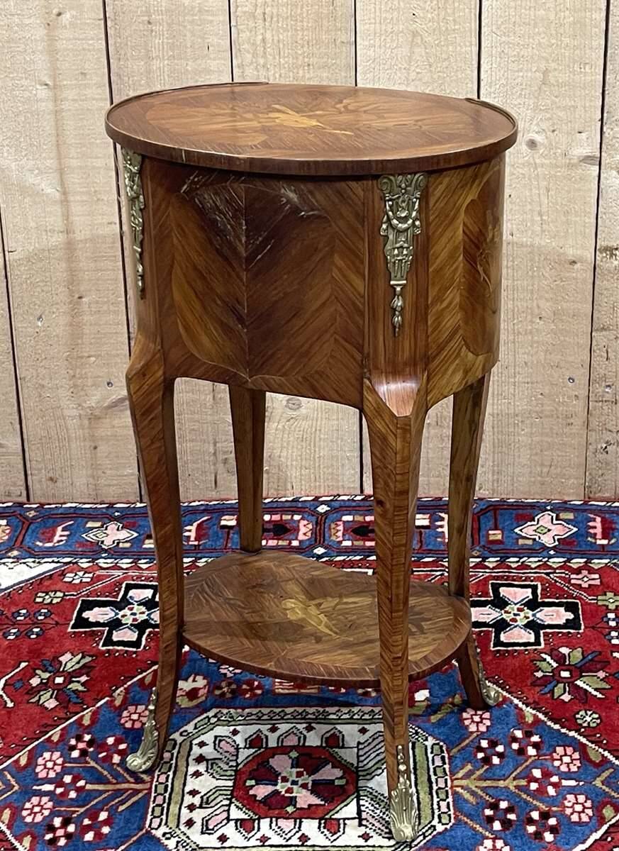 3-drawer side table in rosewood and oak, 1970s Louis XV style work