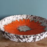 West Germany flat pocket emptier with orange flower decor