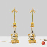 Pair of lamps in metal and bronze circa 1880