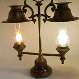 Vintage floor lamp made in Germany from oak and brass wood b