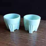 2 pale green art deco opaline shells