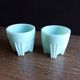 2 coquetiers opaline vert pâle art déco