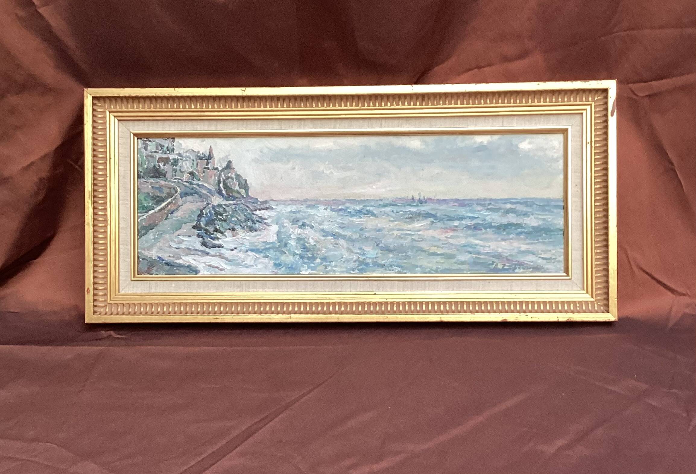 Signed painting Oil on canvas - the storm - dimensions: height -32 cm - width -72 cm -