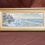 Signed painting Oil on canvas - the storm - dimensions: height -32 cm - width -72 cm -