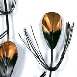 Wall decoration "peacock" metal patinated 1960