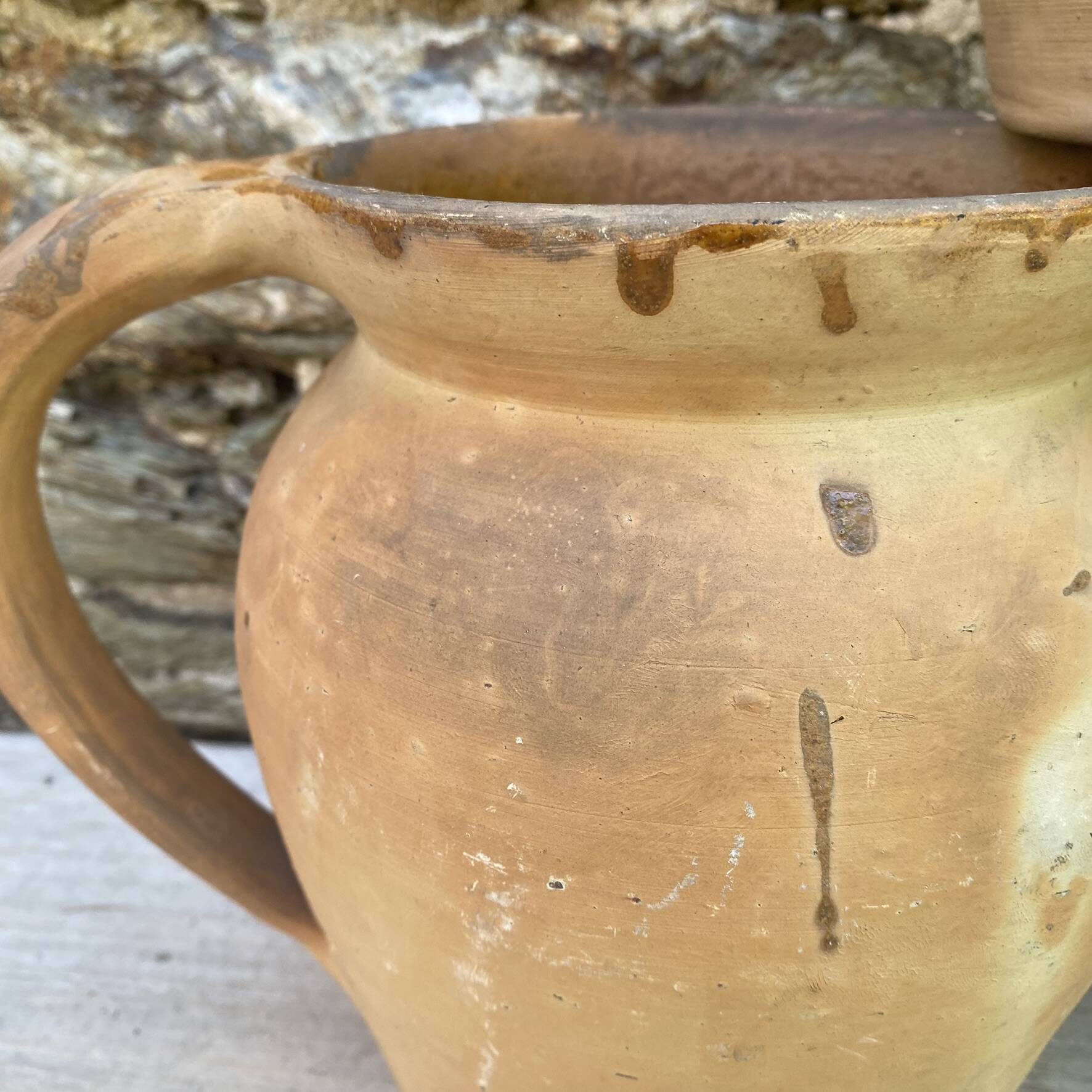 Set of antique terracotta jugs H21 cm