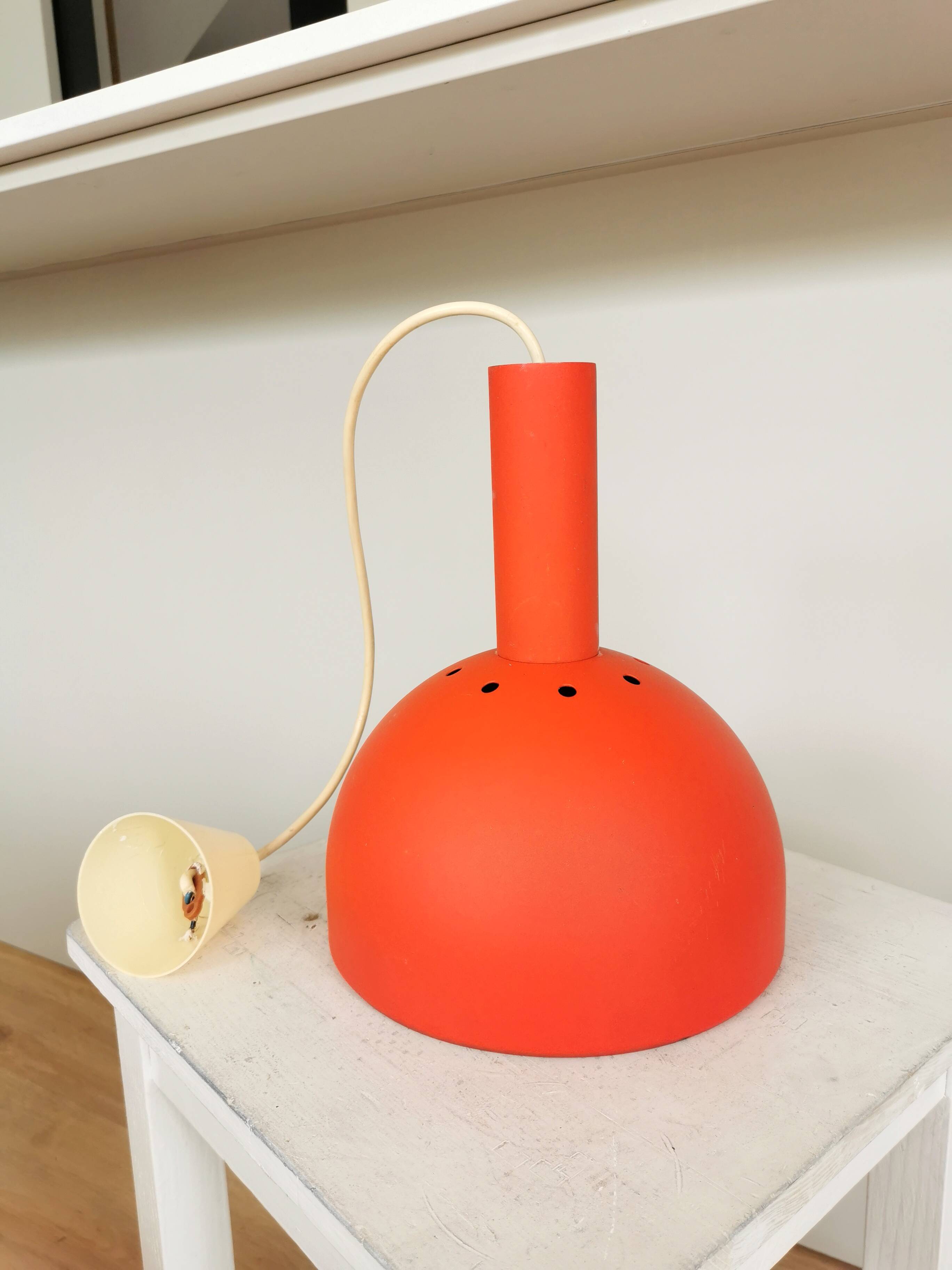 Vintage Orange Chrome Pendant Light: 1970s Space Age Lamp