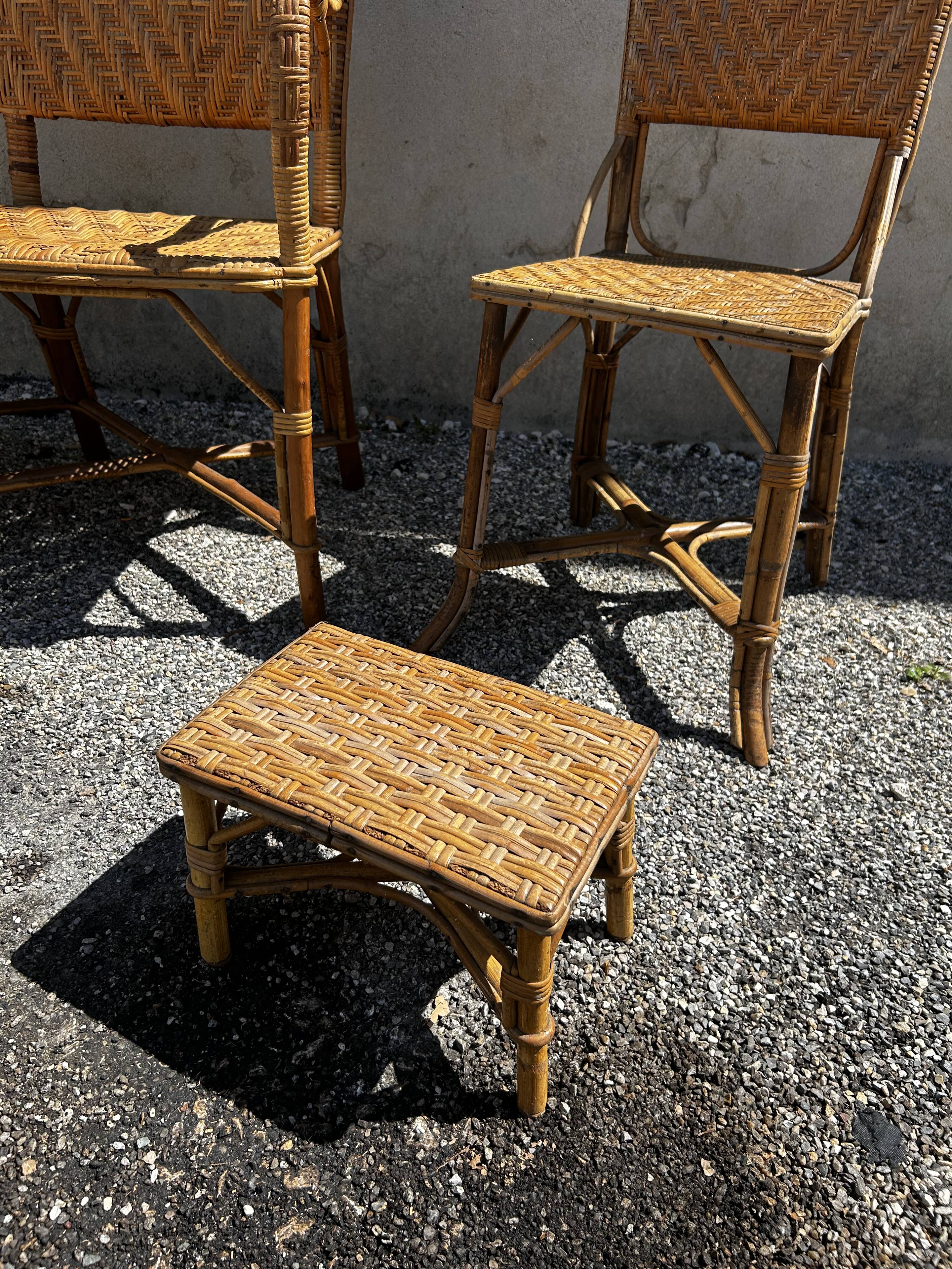 Vintage woven rattan set