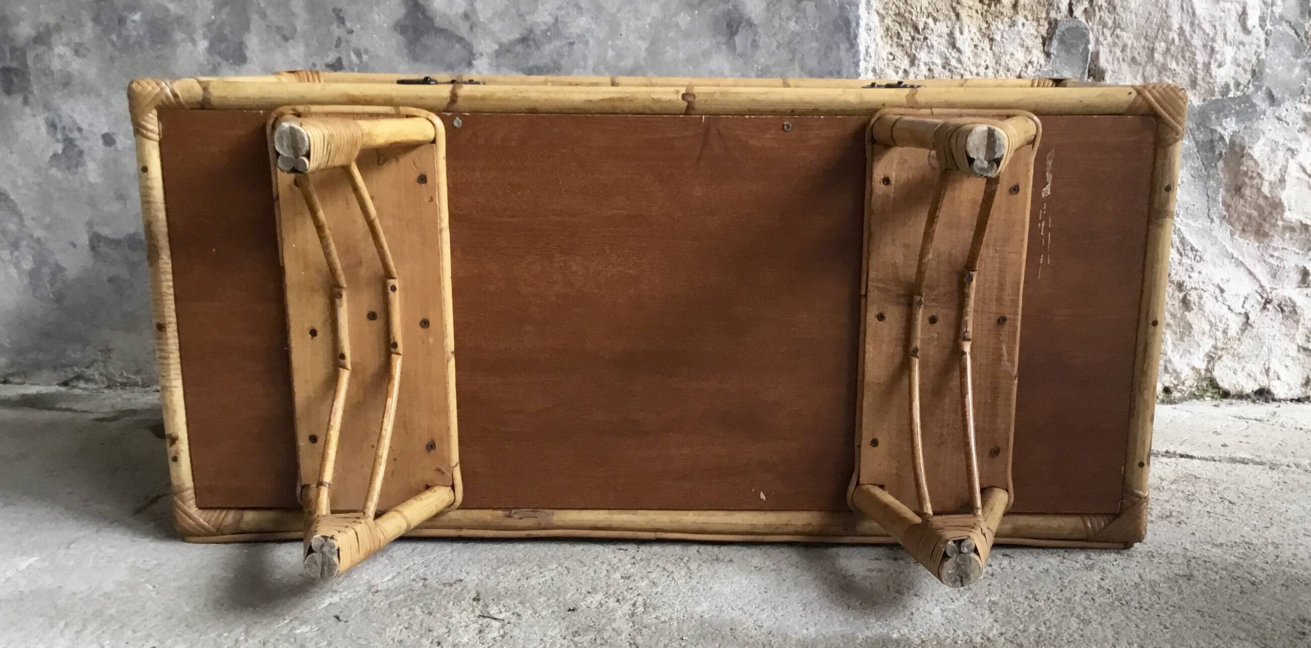 Bamboo and rattan chest of drawers - vintage 1960s