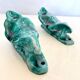 xPair of Handcrafted Teal Enameled Door Handles by Gabbianelli, Albisola, I