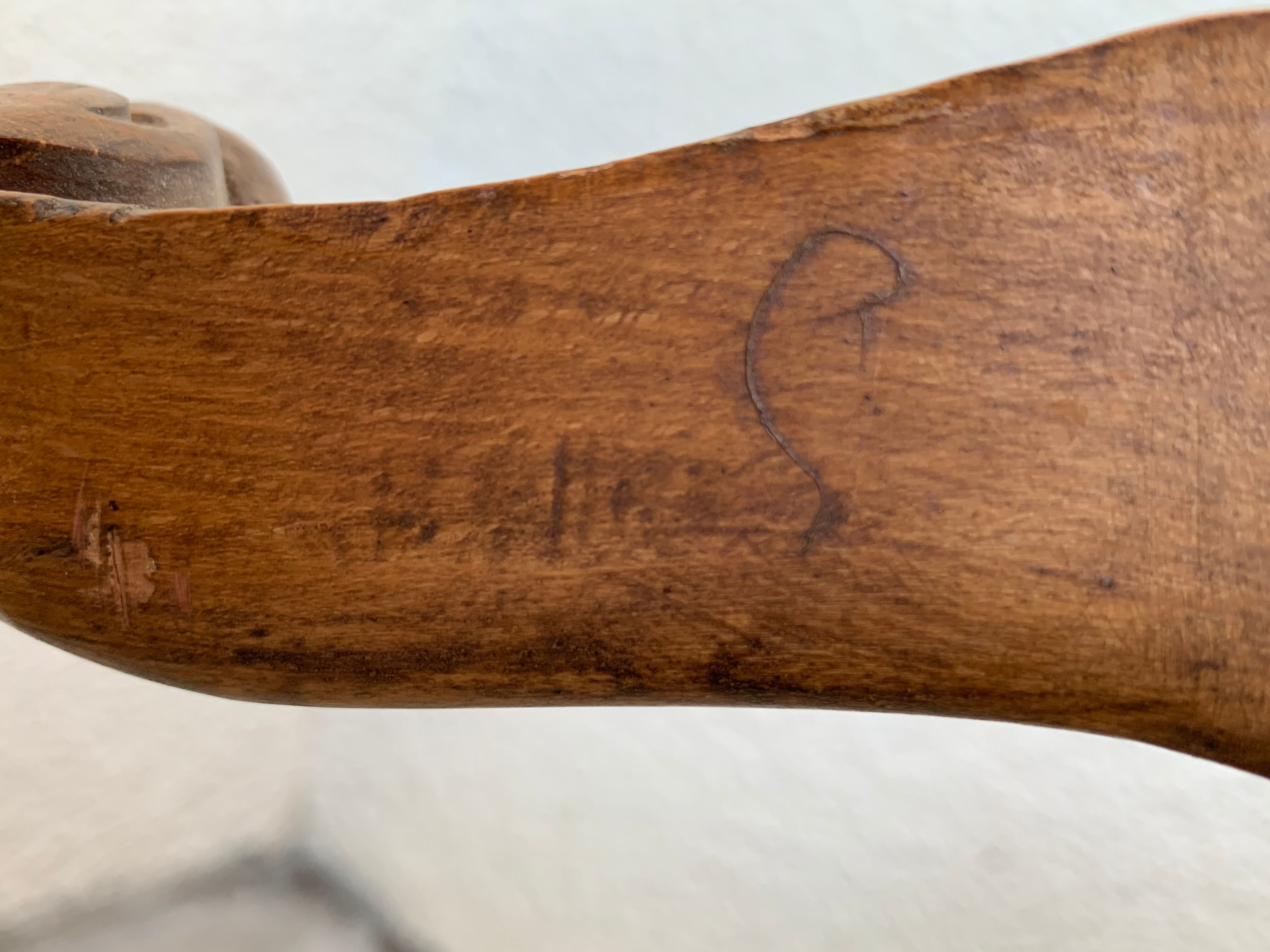 Antique Louis XV style shepherdess armchair in floral flocked fabric