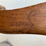 Antique Louis XV style shepherdess armchair in floral flocked fabric