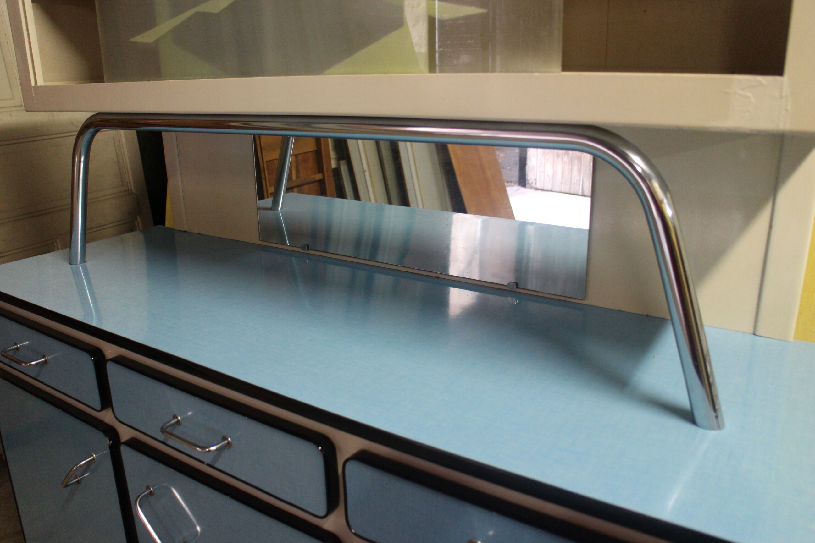 Vintage blue formica buffet