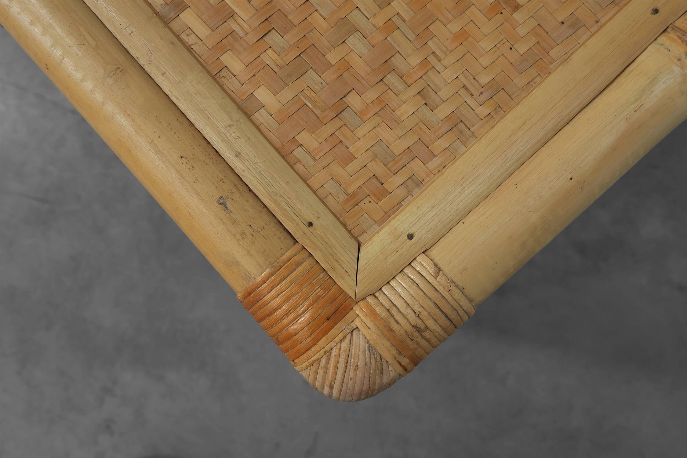 Italian 1970s bamboo and wicker chest of drawers or nightstand